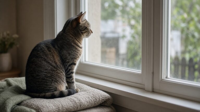 Por que o gato fica na janela o dia todo?